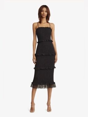 Bebe Smocked Georgette Cocktail Dress